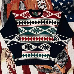 Vintage Jantzen Abstract Geometric Mens Sweater (L)